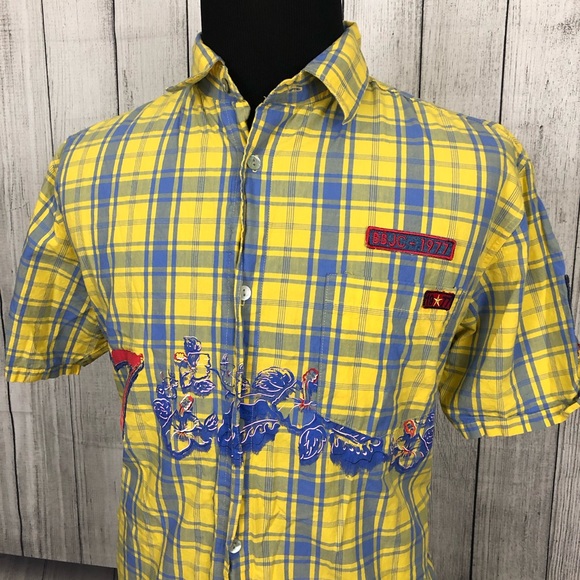 Bugle Boy Other - Vintage BUGLE BOY M Yellow / Blue Plaid Shirt